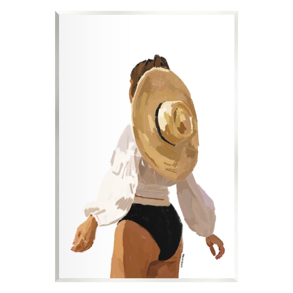 3385 Draped Sun Hat Tropical Summer Vacation Wood Wall Art, Design By